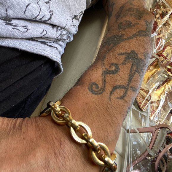 SKINNY CHAINS AND LEATHER BRACELET - Picture 2 of 5